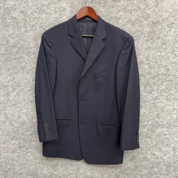 DKNY Blazer Jacket Men's 3 Button Single Breasted 100% Wool Blue Gray Size 38S